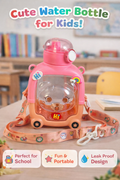 Cute Cartoon Kids Water Bottle with Straw & Sling | Leakproof