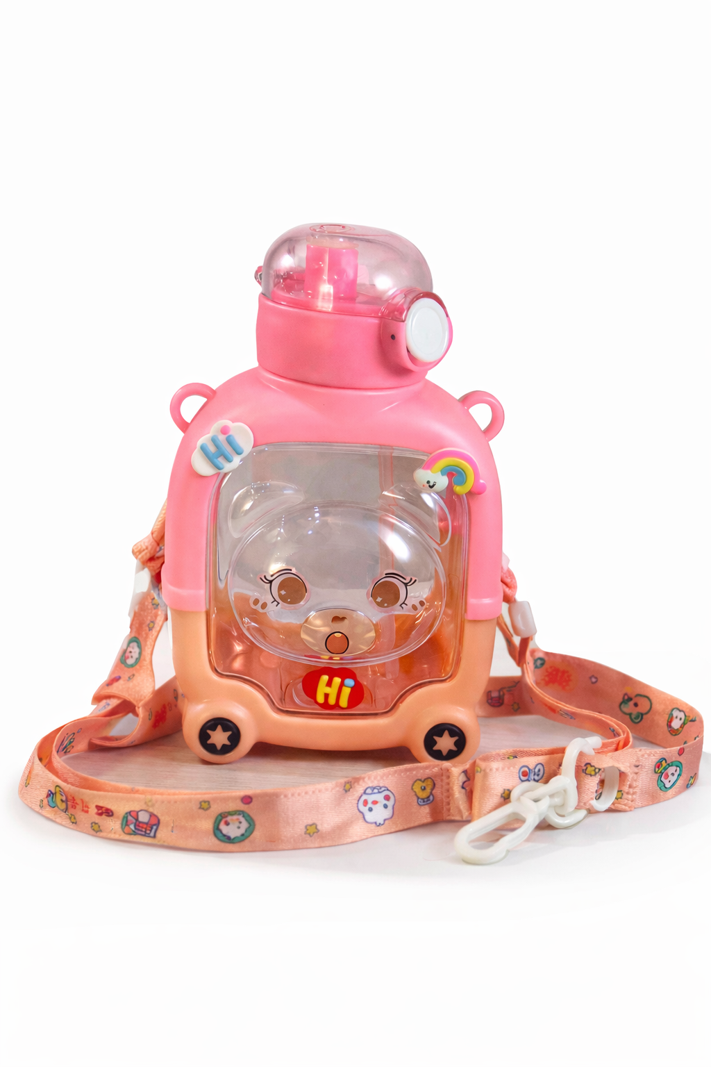 Cute Cartoon Kids Water Bottle with Straw & Sling | Leakproof