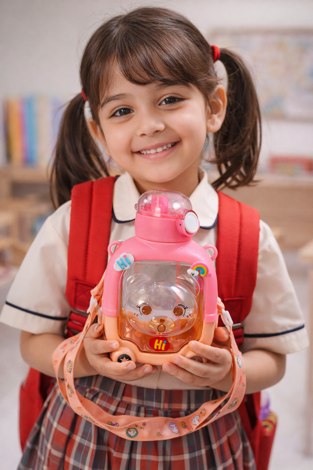 Cute Cartoon Kids Water Bottle with Straw & Sling | Leakproof