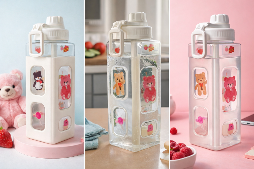 Cute Bear Kids Water Bottle | Leakproof Bottle for School, Travel & Daily Use