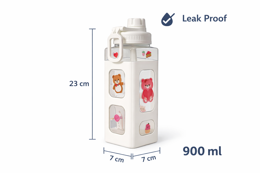 Cute Bear Kids Water Bottle | Leakproof Bottle for School, Travel & Daily Use
